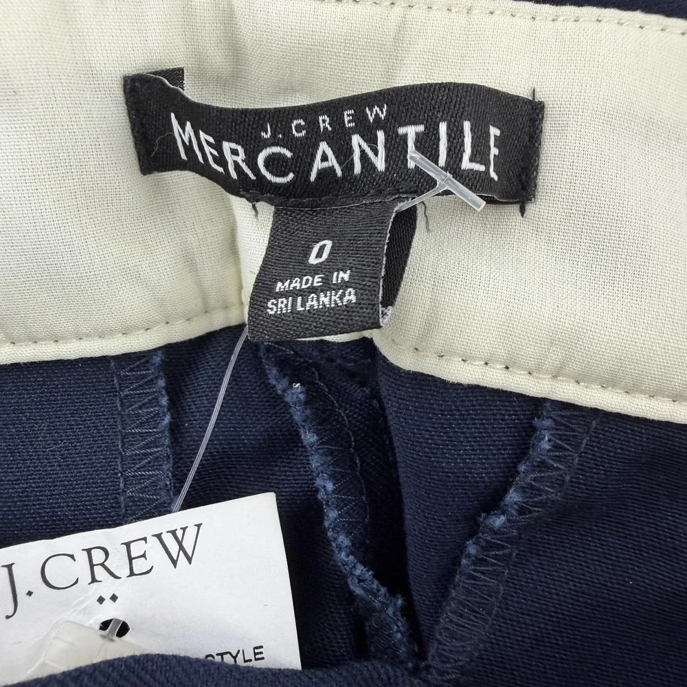 J.Crew Mercantile Pants Womens 0 Navy Chino Slim‎ Ankle Stretch Twill Casual NWT